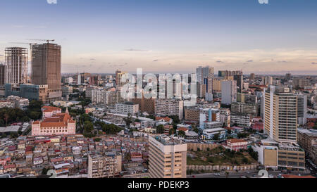 Aerial photograph of the marginal of Luanda, Angola. Africa.Difference between new and old buildings. Stock Photo