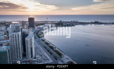 Aerial photograph of the marginal of Luanda, Angola. Africa.Difference between new and old buildings. Stock Photo