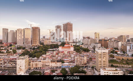 Aerial photograph of the marginal of Luanda, Angola. Africa.Difference between new and old buildings. Stock Photo