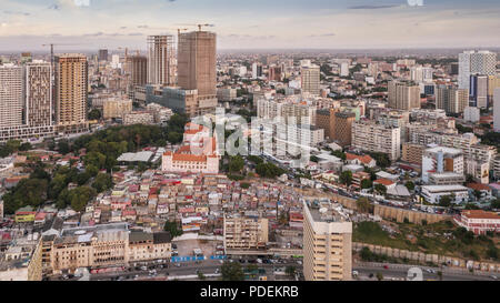 Aerial photograph of the marginal of Luanda, Angola. Africa.Difference between new and old buildings. Stock Photo