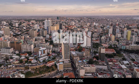 Aerial photograph of the marginal of Luanda, Angola. Africa.Difference between new and old buildings. Stock Photo