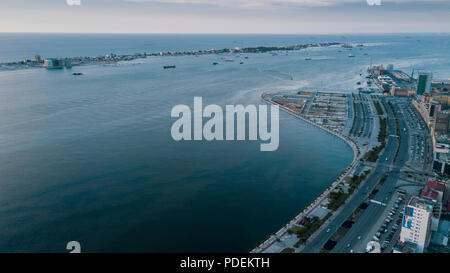 Aerial photograph of the marginal of Luanda, Angola. Africa.Difference between new and old buildings. Stock Photo