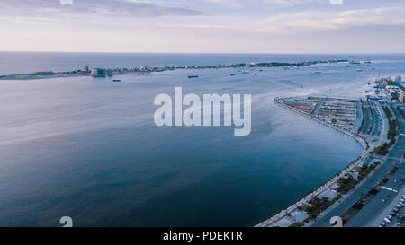 Aerial photograph of the marginal of Luanda, Angola. Africa.Difference between new and old buildings. Stock Photo