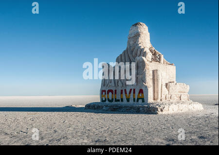 The Dakar Bolivia Monument in Salar de Uyuni, near Colchani - Bolivia Stock Photo