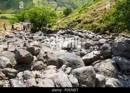 Stickle Ghyll Langdale, Lake District, UK, dried up in the drought like conditions of summer 2018. Stock Photo