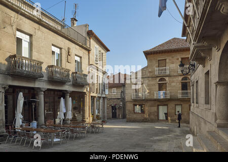 Town Hall Square - Plaza do Concello - Tuy, Pontevedra, Galicia, Spain, Europe Stock Photo