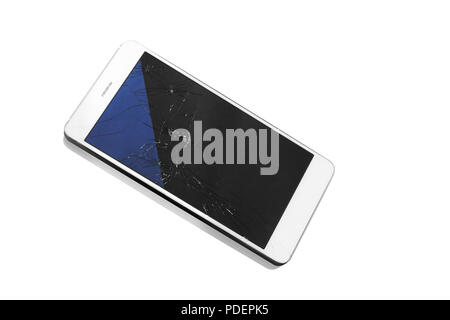 Modern touch screen smartphone with broken screen Stock Photo