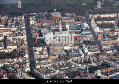 Aerial view of Central London, with Royal Albert concert hall South Kensington. capital City of London UK Stock Photo