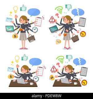 A set of women who perform multitasking in the office.There are things to do smoothly and a pattern that is in a panic.It's vector art so it's easy to Stock Vector