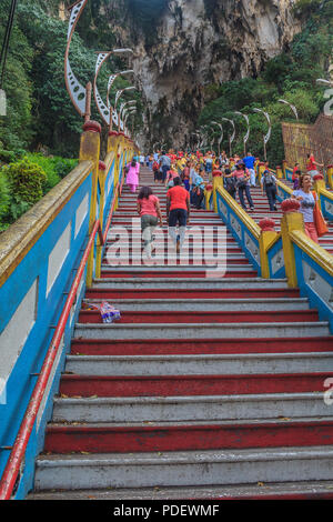 Kuala Lumpur, Malaysia - August 16, 2013: Stairs leading up to the Batu Caves temple Stock Photo