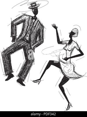 Sketchy Dancing Couple Stock Vector