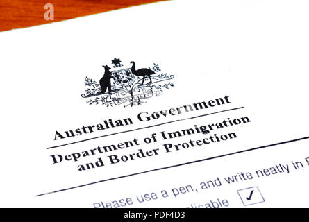 Stamp of Australian Government, Department of and Border Protection Stock Photo -