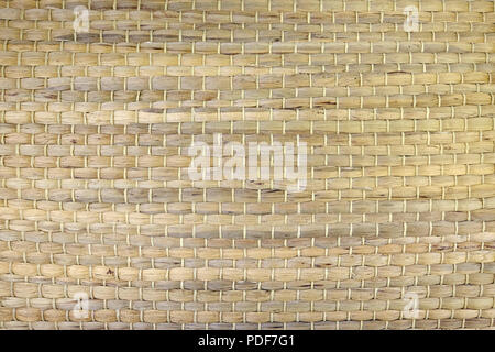 A woven Mat of reeds. The texture of dry cane. Dark yellow Stock Photo