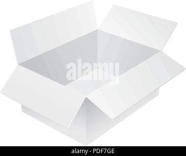 White cardboard box. Empty open container Stock Vector