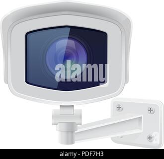 CCTV security camera. Front view. White surveillance system Stock Vector