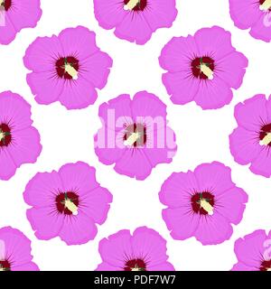 Hibiscus. Pink floral seamless pattern Stock Vector
