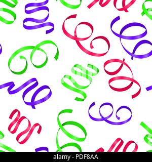 Colored ribbon streamers. Seamless pattern Stock Vector