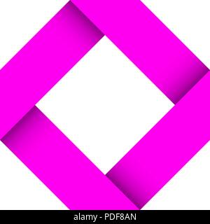 Paper logo. Pink folded 3d sign Stock Vector