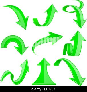 Set of green recycle arrows icons on a white background in a flat ...