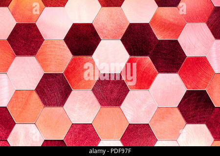 Abstract silver with red metallic background. Geometric hexagons. Different color Stock Photo
