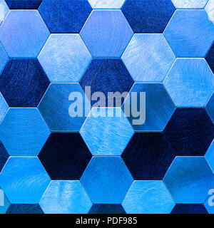 Abstract silver with blue metallic background. Geometric hexagons. Different color Stock Photo
