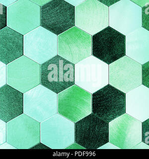 Abstract silver with green metallic background. Geometric hexagons. Different color Stock Photo