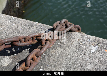 Metal mooring chain Stock Photo