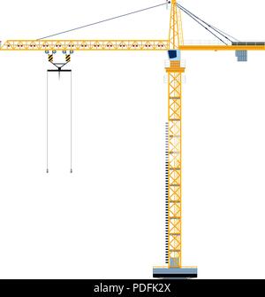 Template with construction tower crane jigsaw banner . concept vector illustration Stock Vector