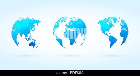 abstract blue circle globes vector set world planet earth Stock Vector