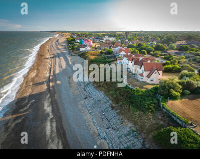 Aerial view by drone of properties in Thorpeness, Suffolk, England Stock Photo