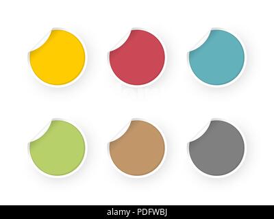 empty colored stickers set icon with shadow Stock Vector