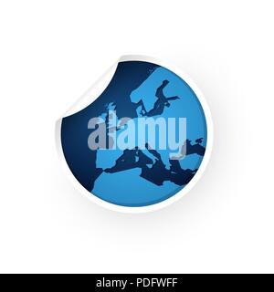 blue europe map icon sticker Stock Vector