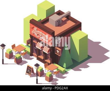 Vector isometric pizzeria building Stock Vector