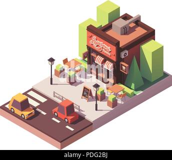 Vector isometric pizzeria building Stock Vector
