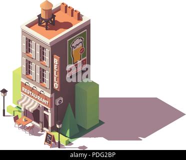 Vector isometric retro restaurant Stock Vector