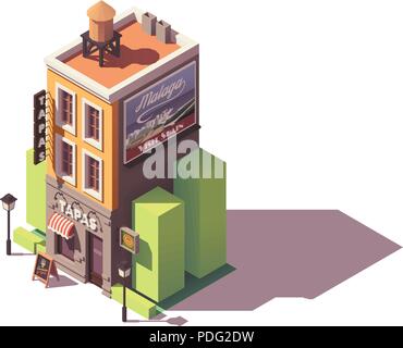 Vector isometric tapas restaurant Stock Vector
