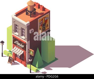 Vector isometric wine shop Stock Vector