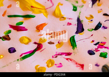 multicolored brush strokes on white as a background. Stock Photo