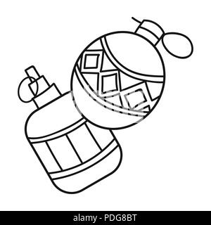 Paintball hand grenade icon in outline design isolated on white background. Paintball symbol stock vector illustration. Stock Vector