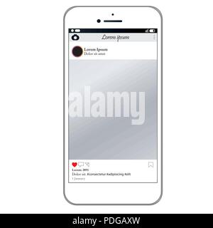 social network, place for photo, modern smartphone, vector Stock Vector