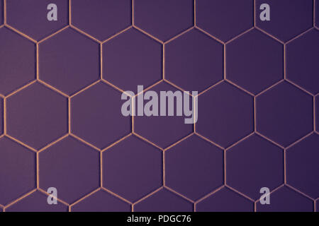 Abstract texture of tile hexagon pattern background ultraviolet color wall surface Stock Photo