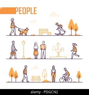 City life - set of line design style elements Stock Vector