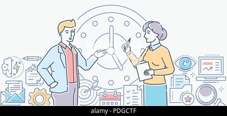 Efficient planning - colorful line design style illustration Stock Vector