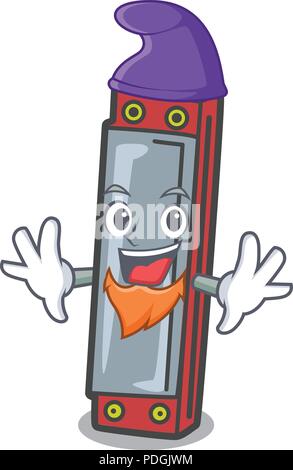 Elf harmonica character cartoon style Stock Vector