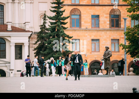 Minsk, Belarus- June 28, 2017: People Walking On Street In Summer Day. Stock Photo