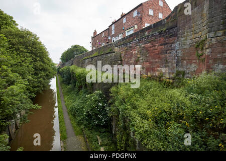 chester city walls showing original roman walls cheshire england uk ...