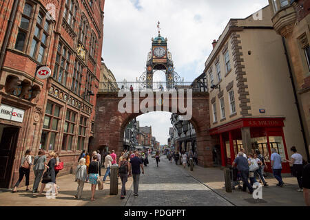 eastgate with ornate clock tower in chester city walls eastgate street chester cheshire england uk Stock Photo