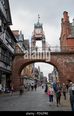 eastgate with ornate clock tower in chester city walls eastgate street chester cheshire england uk Stock Photo