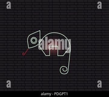 neon sign of an iguana Stock Vector