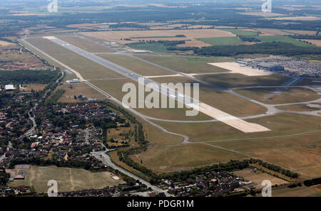 aerial view of the runway at Doncaster Sheffield Airport Stock Photo